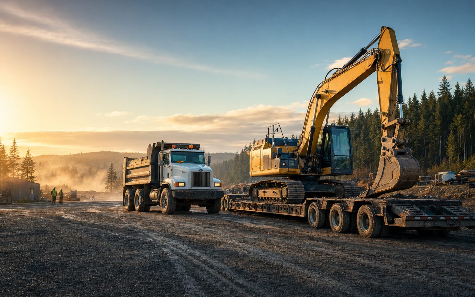 Commercial construction equipment at work